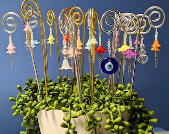 Fairy garden wands, plant pot decorations, miniature gardens garden stakes, plant pots stakes, evil eye stakes, RUSH ORDERS AVAILABLE.