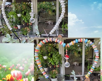 Beaded heart garden stake, plant pot stake, Valentine's day gift. beaded trellis. fairy garden wand beads, yard art. home decoration.