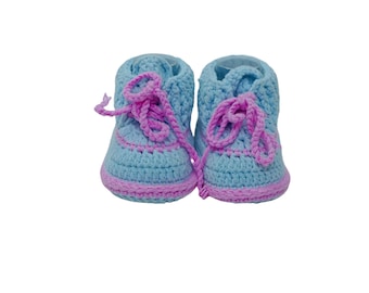 Blue Newborn Boys Girls Handmade Crochet Booties