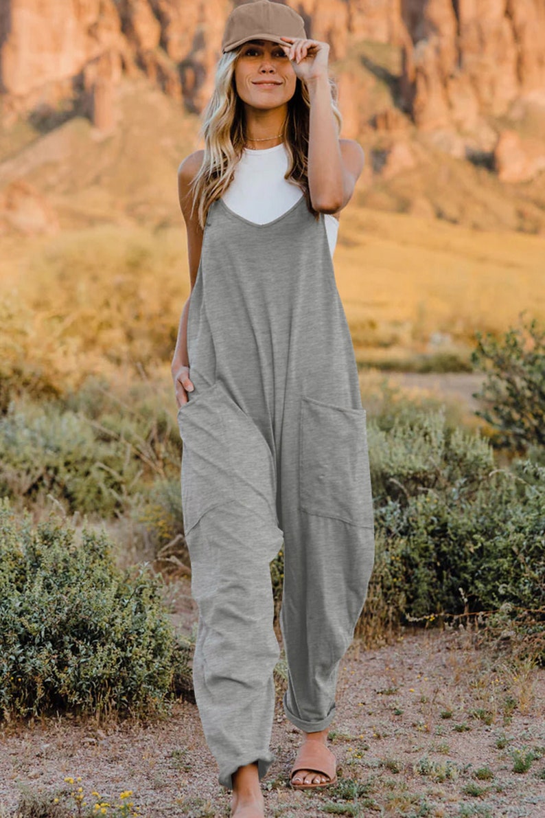 V-Neck Jumpsuit with Pockets,