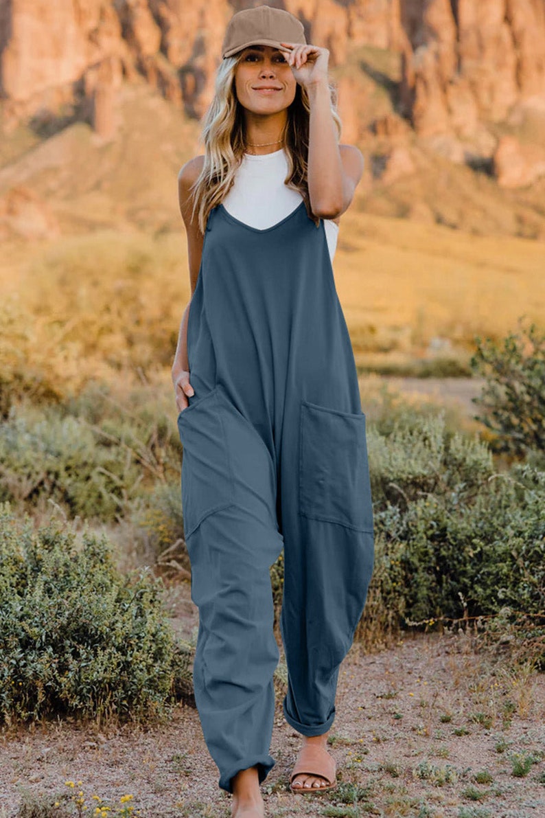 V-Neck Jumpsuit with Pockets,