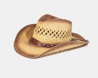 Cowboy Straw Hat, Womens Straw Hat, Wide Brim Straw Hat, Summer Straw Hat, Country Concert Hat