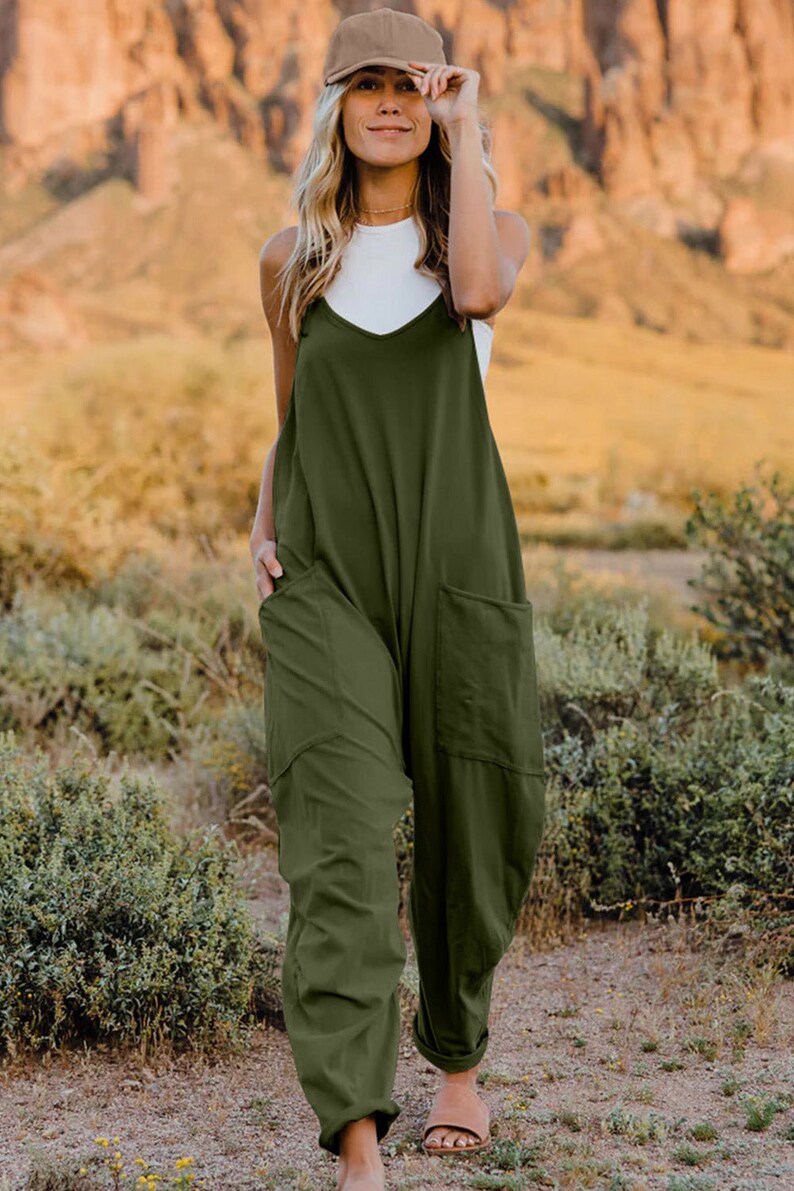 V-Neck Jumpsuit with Pockets,