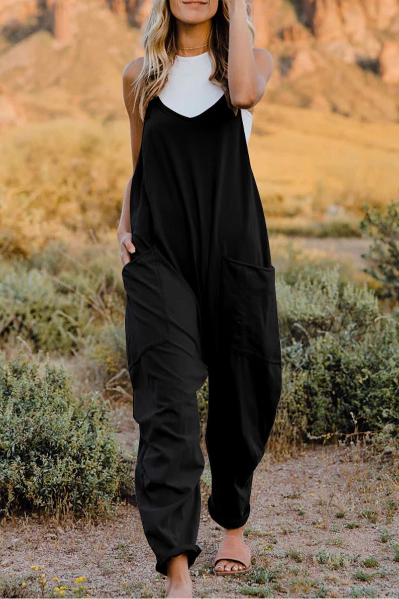 V-Neck Jumpsuit with Pockets,