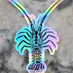 California Tribal Lobster Sticker - Holographic Shimmer