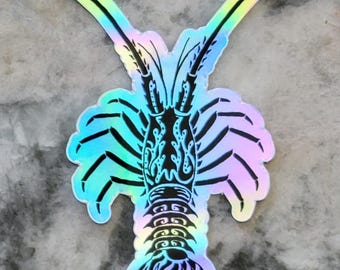 California Tribal Lobster Sticker - Holographic Shimmer