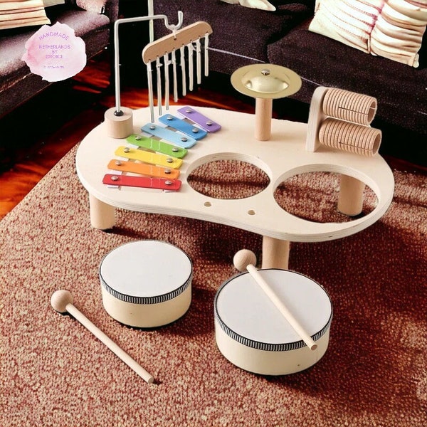 Holz-Musikspielzeug für Kinder, multifunktionales Musik-Schlagzeug, Tisch, Früherziehung, Musikspielzeug, Baby-Geschenk, Holz-Schlagzeug