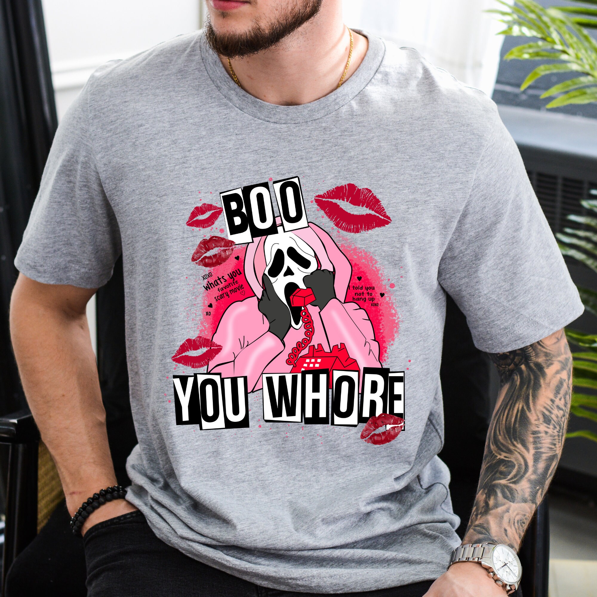 Discover Mean Girls "Boo You Whore" Sweatshirt: Valentine's Horror Movie Design with Spooky Bleached Look