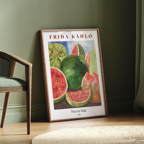 Frida Kahlo Viva La Vida Print, Affiche d’exposition Frida Kahlo, Frida Kahlo Home Decor, Impression vintage neutre, Impression d’artiste célèbre