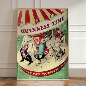 Poster vintage Guinness Time, stampa artistica Guinness, decorazione da parete Guinness per la casa, regalo di compleanno per lui, regalo per gli amanti della birra, poster Guinness