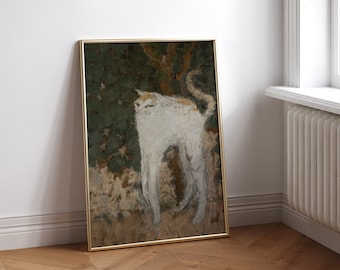 Pierre Bonnard Le Chat Blanc Poster, Pierre Bonnard Le Chat Blanc print, Meme cat print, White Cat poster, Cat lover gift, Cat print