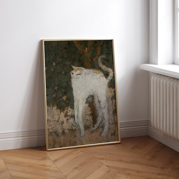 Pierre Bonnard Le Chat Blanc Poster, Pierre Bonnard Le Chat Blanc print, Meme cat print, White Cat poster, Cat lover gift, Cat print