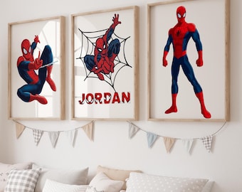 Personalized Name Spiderman Wall Art Print, Spiderman Custom Name Digital Posters, Superhero prints, Boys Room Decor, Superhero Wall Art,