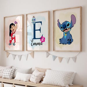 Personalized Lilo & Stitch Nursery Wall Art, Custom Name Decor for Kids Room, Custom Name Lilo Stitch print, Kids Room Decor, Birthday Gift