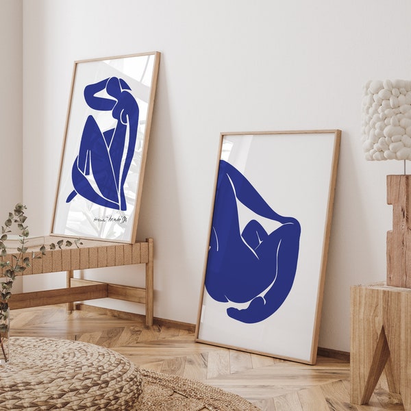 Galerie SET von 2 Henri Matisse Blaue Frau Drucke, Henri Matisse Ausstellungsplakat, Matisse Weibliche Kunst, Vintage Blaue Frau, Moderne Raumdekoration