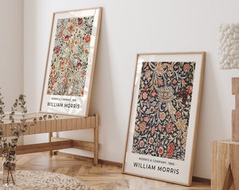 SET of TWO William Morris Prints, Vintage Fabric Pattern Print, Floral Pattern Print, William Morris posters, William Morris Home Wall Decor