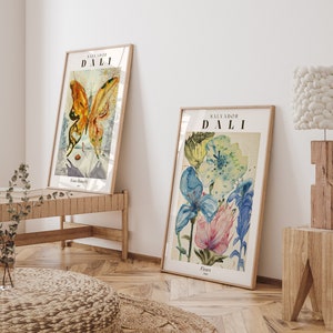 SET of 2 Salvador Dali Wall Art Print, Dali Poster, Dali Home Decor, Venus Butterfly Print, Fleurs Dali print, Famous Artist Print