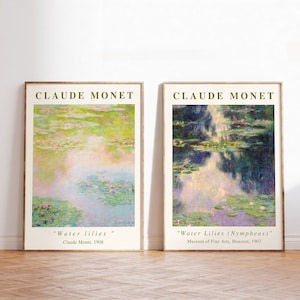 SET of 2 Claude Monet exhibition print, Claude Monet exhibition poster, Claude Monet wall art decor, Monet Water Lilies Gallery wall set