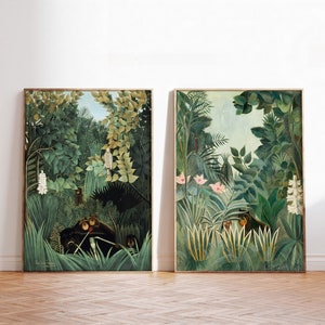 SET of TWO Henri Rousseau Prints, Merry Jesters 1906 Print, Equatorial Jungle 1909 Print, Henri Rousseau posters, Rousseau wall Home Decor