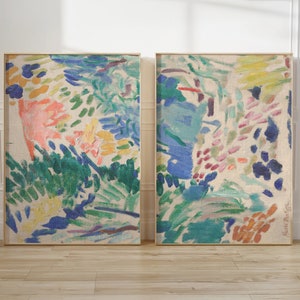 LOT de 2 estampes Henri Matisse Paysage de Collioure, affiche d'exposition Henri Matisse, décoration murale Henri Matisse, art de jardin vintage