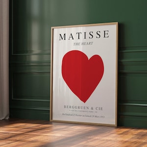 Henri Matisse Wandkunstdruck, Matisse Poster, Matisse Home Decor, neutraler abstrakter Vintage minimalistischer Druck, berühmter Künstlerdruck, Herzkunst