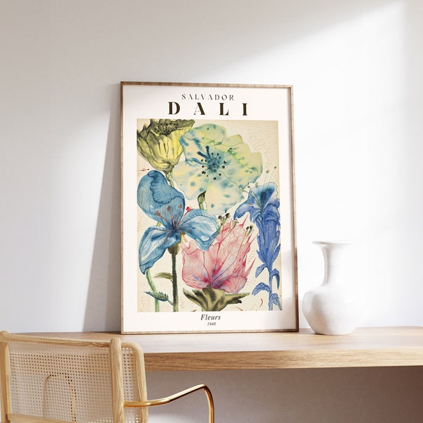 Salvador Dali Wall Art Print, Dali Poster, Dali Home Decor, Dali Surrealism Print, Fleurs Dali Print, Famous Artist Print, Gift Idea