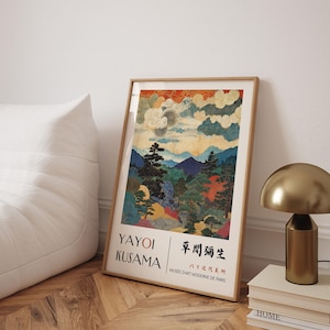 HMYLCQN Poster Vintage Yayoi Kusama Vague Célèbre Artiste Japonais Sur Toile Murale Colorée Abstrait Esthétique Peinture à L'huile Pour Décoration