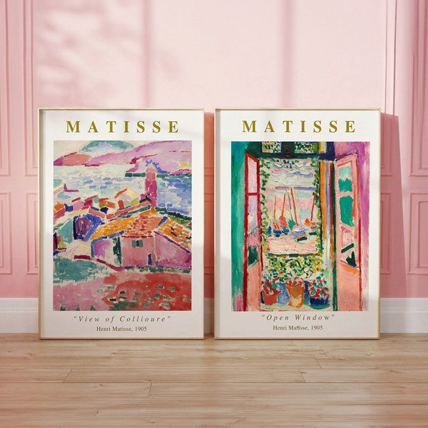 SET of 2 Henri Matisse Prints, Open Window 1905 Print, View of Collioure 1905 Print, Henri Matisse poster, Matisse home decor, Gift Idea