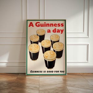 Póster vintage del Día de Guinness, impresión artística de Guinness, decoración de pared para el hogar de Guinness, impresión de regalo, regalo de cumpleaños, regalo para amantes de la cerveza, póster de Guinness