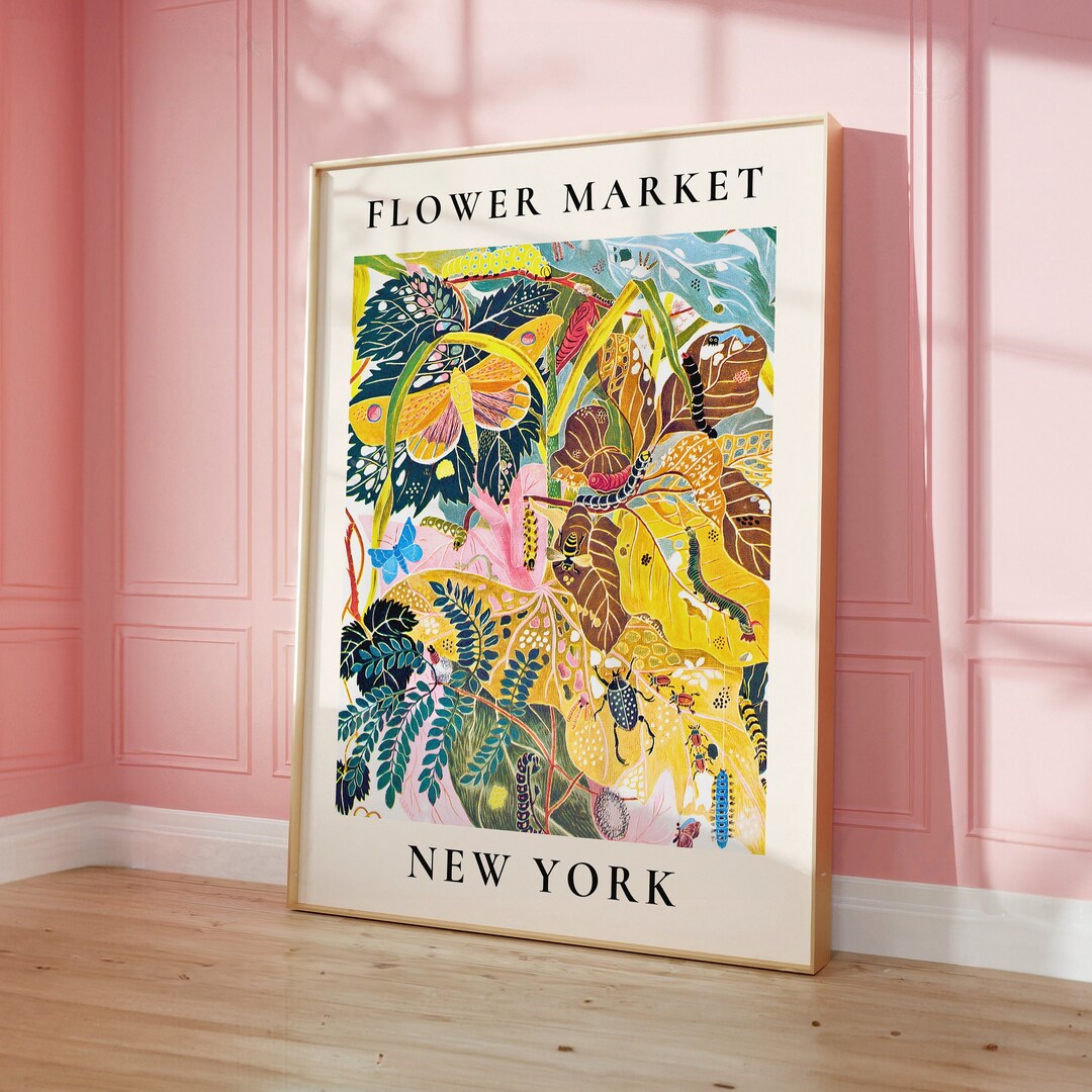 Flower Market New York Print Cute Trendy Wall Art Flower Etsy