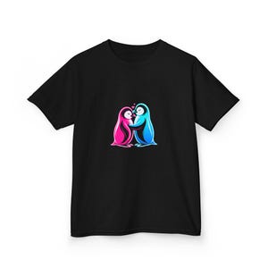 Uroczy t-shirt z nadrukiem dla dzieci z pingwinami dla par, zabawny prezent na urodziny, spotkania towarzyskie, walentynki, wydarzenia rodzinne i lato