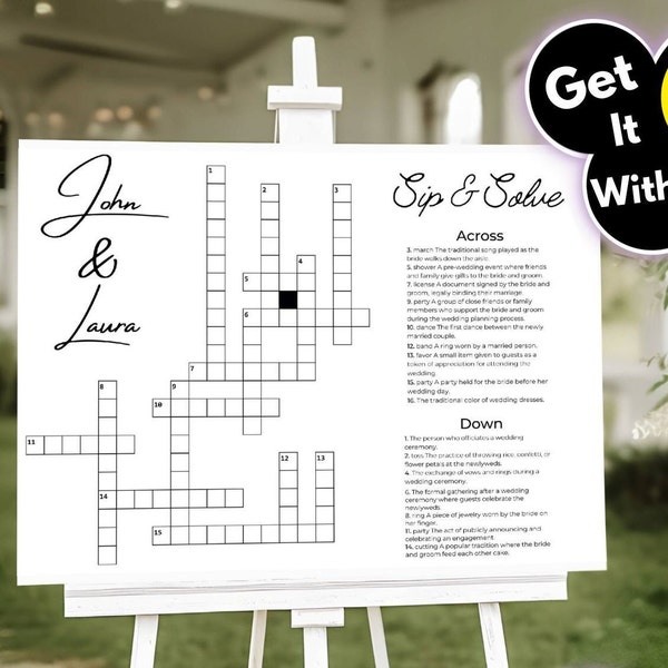Sip and Solve Wedding Crossword Etsy