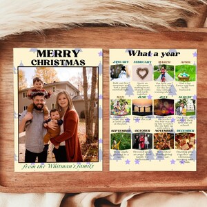 Modello di biglietto di Natale con panoramica dell'anno Biglietto di auguri di Natale con panoramica dell'anno Foto di collage di foto di famiglia elegante Biglietto di auguri di Natale con panoramica dell'anno di famiglia Fai da te