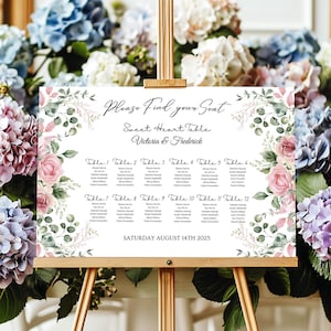 Blush Pink Sitzplan Vorlage Blush Pink Sitzplan Eukalyptus Sitzplan Druckbar Aquarell Blumen Sitzplan