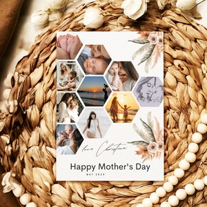 Mother&#39;s Day Photo Collage Template Editable Printable Mothers Day Gift For Her Card Gift for Mommy Canva Photo Collage for Mom Digital 5x7