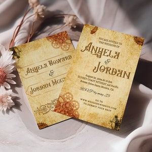 Invitación de boda de estilo antiguo de la Edad Media Editable Papelería vintage imprimible Plantilla real medieval DIY Tarjeta renacentista Descarga digital