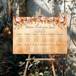 Herbst Blumen Sitzplan Vorlage Herbst Blumen Sitzplan Hochzeit Ernte Sitzplan Für Feier Boho Sitzplan Tischplan DIY