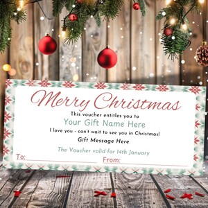 Christmas Gift Voucher Template Merry Christmas Editable Gift Certificate Template Holidays Gift Voucher Xmas Instant Download 9x4in