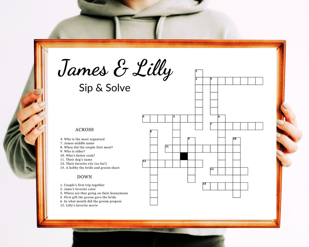 Custom Wedding Crossword Puzzle Template Personalized Sip and Etsy
