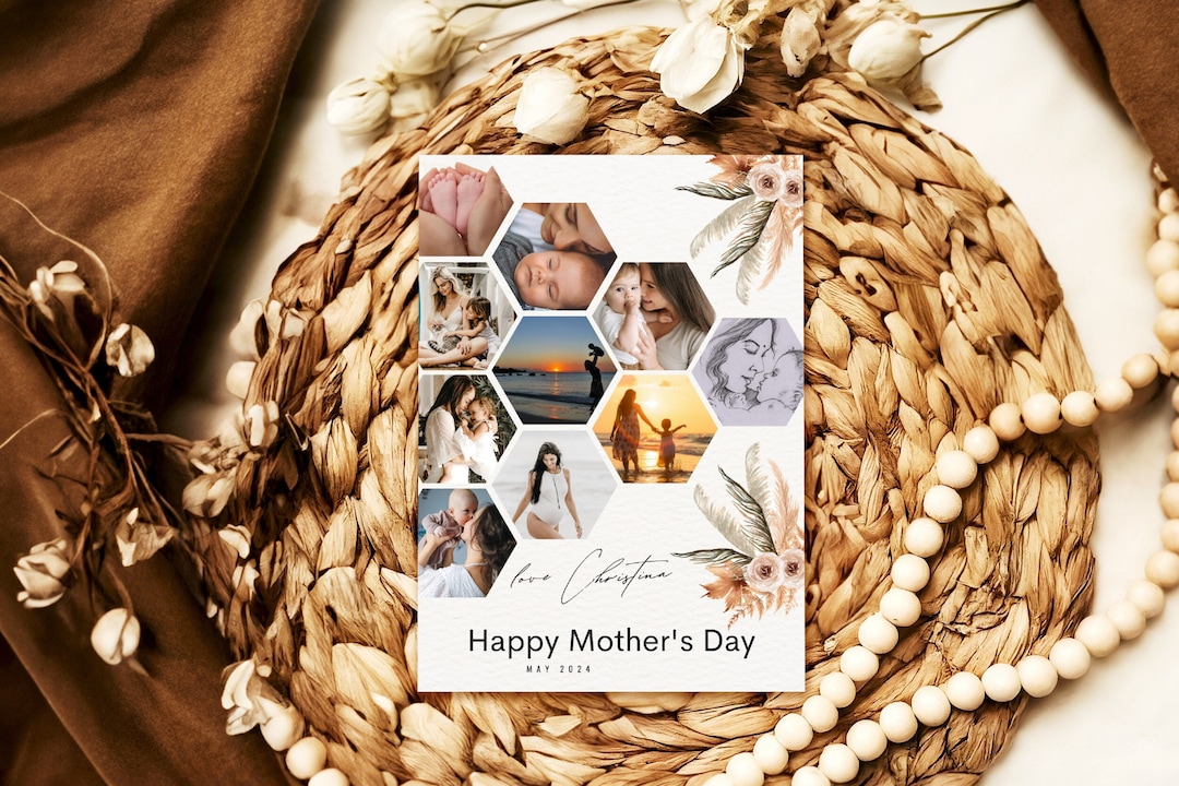 Mother's Day Photo Collage Template Editable Printable Mothers Day Gift ...
