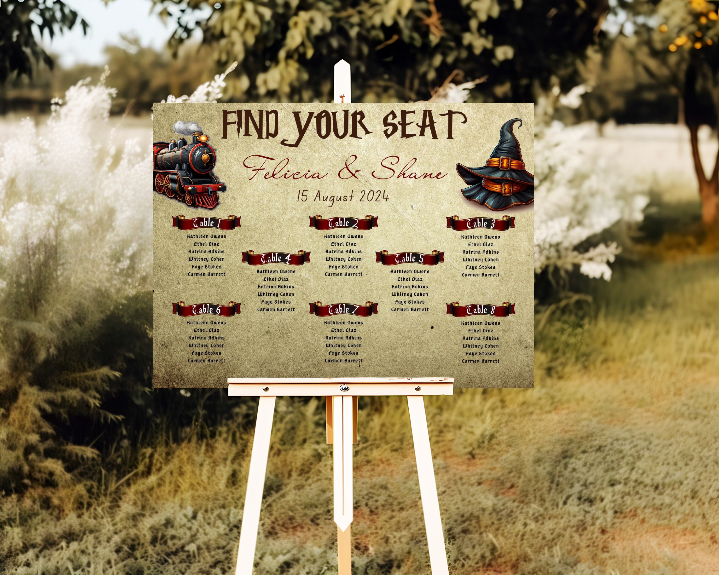 Magical Wizard Wedding Seating Plan Template Wizard Fantasy Table ...