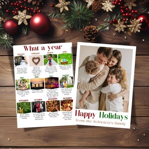Modello di biglietto di auguri per le feste di fine anno Biglietto di Natale Biglietto "Che anno" Collage fotografico Modello di biglietto di auguri per le vacanze con foto di famiglia