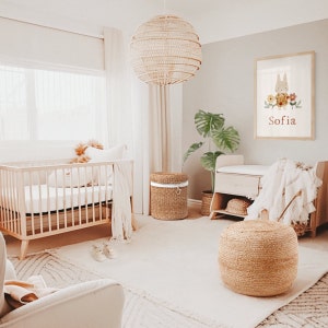 Editable Nursery Wall Art Girl Digital Children Boho Scandi Instant Download