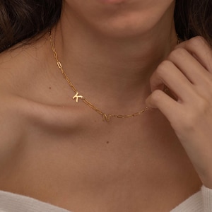 Custom Initial Necklace, Sideways Letter Necklace Waterproof, Bridesmaid Jewelry, Mom Necklace, Multiple Initial Pendant, Personalized Name