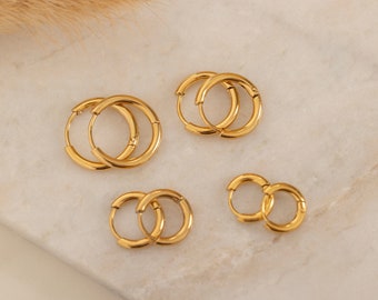 Gold Huggie Hoops Earrings Everyday Huggies Small Hoops Earrings Tarnish Free Earrings Birthday Gift for Her Statement Earrings Minimalist