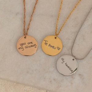 Actual Handwriting Charm Necklace Personalized Memorial Signature Birthday Gift Jewelry Custom Engraved Handwriting Unique Graduation Gift