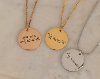 Collar con dije de escritura a mano, personalizado, conmemorativo, firma, regalo de cumpleaños, joyería, grabado personalizado, escritura a mano, regalo único de graduación