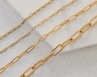 Gold Filled Chain Necklace, Paperclip Chain Necklace, Custom Length Link Paperclip Waterproof Tarnish Free Jewelry, Christmas Gift