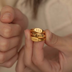 Engraved Angel Number Ring Personalized Stacking Ring Lucky Number Ring Statement Number Ring Non Tarnish Ring Gift for Her Anniversary Gift