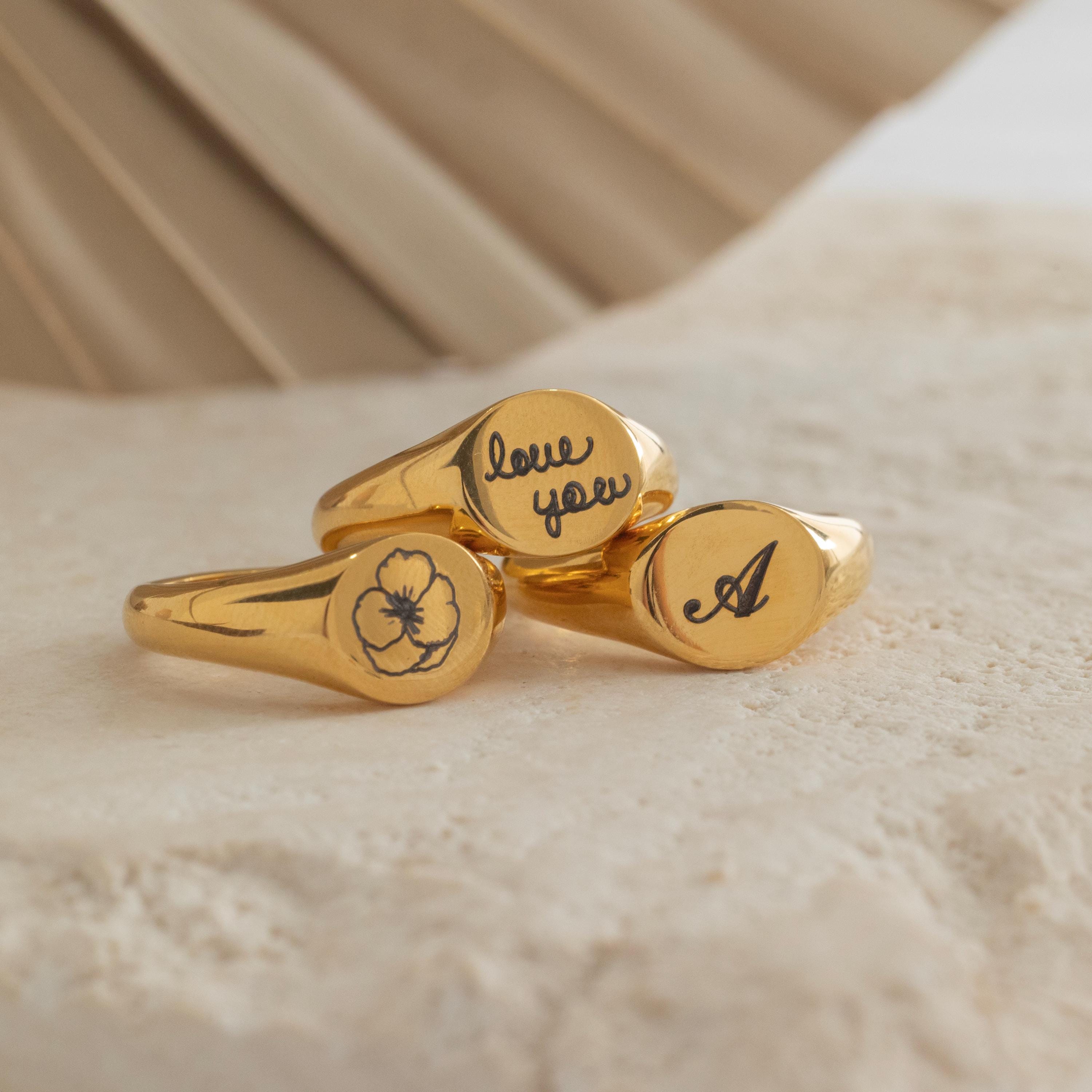 Handwriting Signet Ring, Engraved Signature Ring, Custom Memorial ...